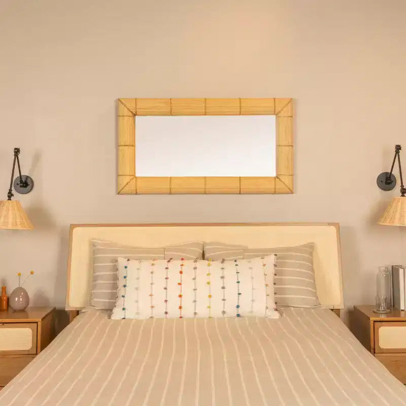 Storied Home Bamboo Square Wall Mirror
