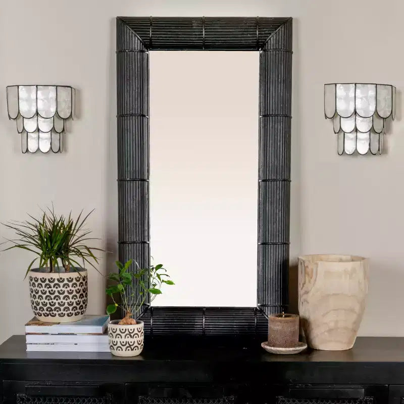Storied Home Bamboo Square Wall Mirror