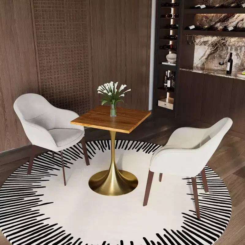 LeisureMod Verve 24 Sqaure Dining Table - Modern MDF Top with Brushed Gold Pedestal Base Accent Cafe Table for Kitchen, Home, and Cafes