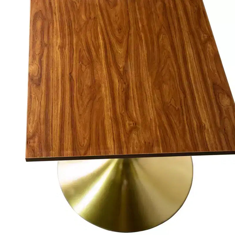 LeisureMod Verve 24 Sqaure Dining Table - Modern MDF Top with Brushed Gold Pedestal Base Accent Cafe Table for Kitchen, Home, and Cafes