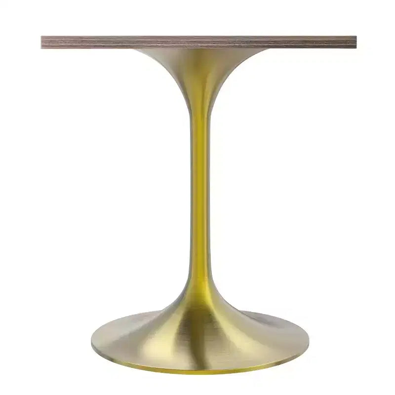 LeisureMod Verve 24 Sqaure Dining Table - Modern MDF Top with Brushed Gold Pedestal Base Accent Cafe Table for Kitchen, Home, and Cafes