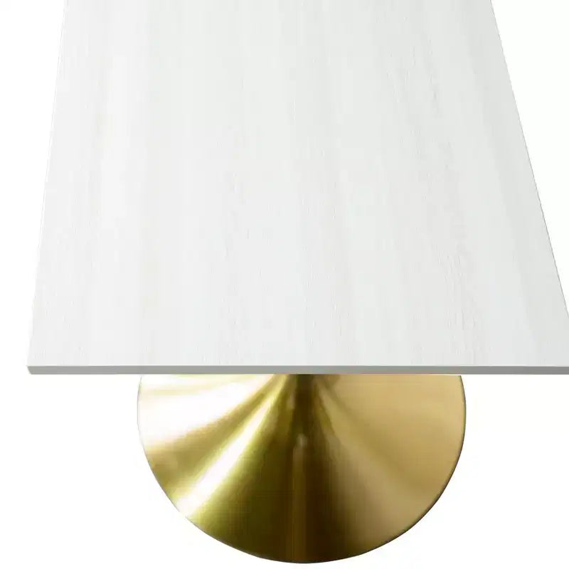 LeisureMod Verve 24 Sqaure Dining Table - Modern MDF Top with Brushed Gold Pedestal Base Accent Cafe Table for Kitchen, Home, and Cafes