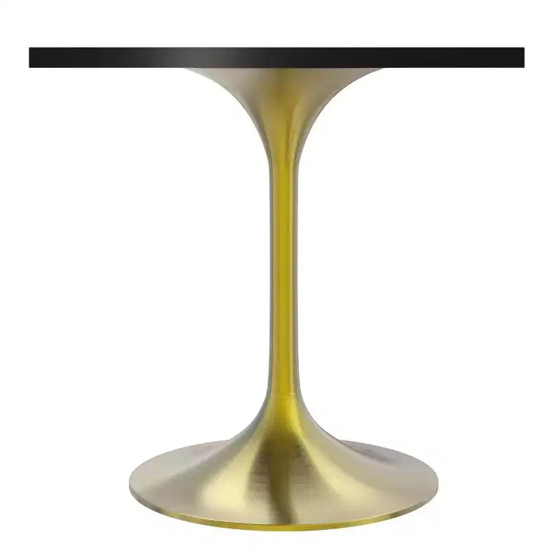 LeisureMod Verve 24 Sqaure Dining Table - Modern MDF Top with Brushed Gold Pedestal Base Accent Cafe Table for Kitchen, Home, and Cafes