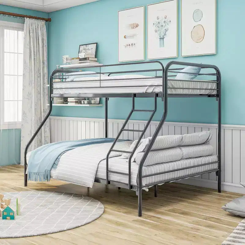 CLIHOME Twin-Over-Full Heavy Duty Metal Bunk Bed, Easy Assembly with Enhanced Upper-Level Guardrail