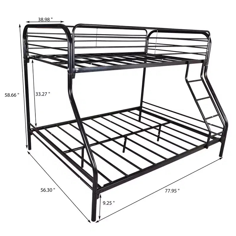 CLIHOME Twin-Over-Full Heavy Duty Metal Bunk Bed, Easy Assembly with Enhanced Upper-Level Guardrail