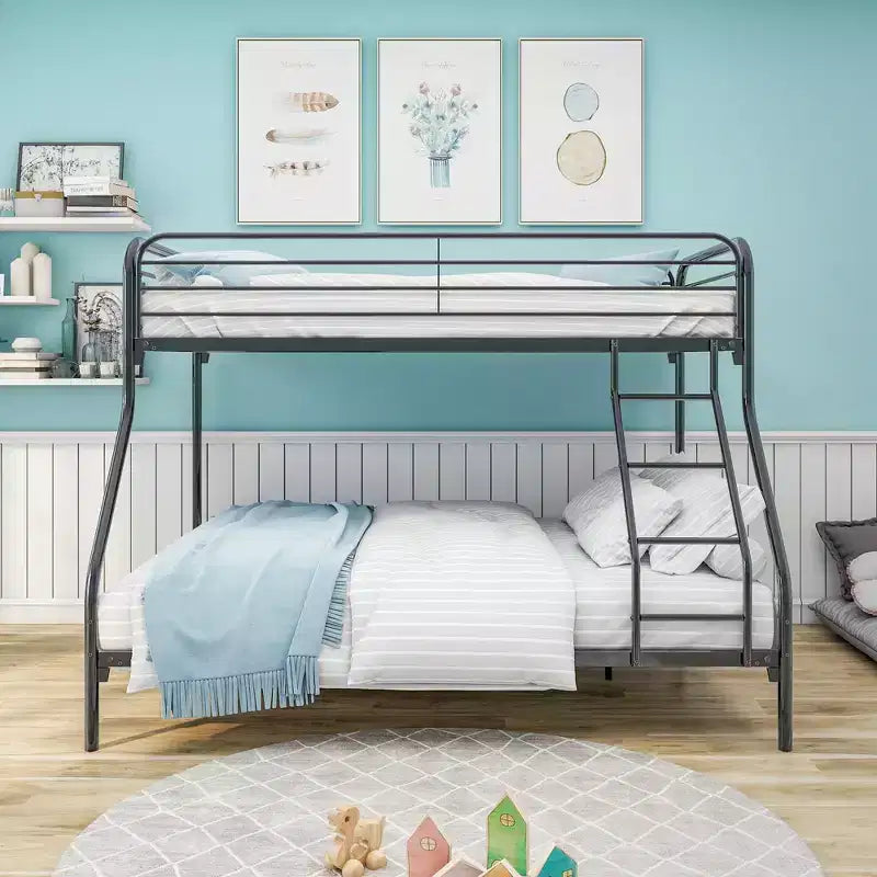 CLIHOME Twin-Over-Full Heavy Duty Metal Bunk Bed, Easy Assembly with Enhanced Upper-Level Guardrail