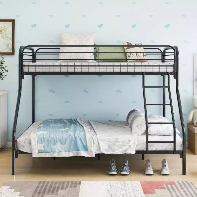 CLIHOME Twin-Over-Full Heavy Duty Metal Bunk Bed, Easy Assembly with Enhanced Upper-Level Guardrail