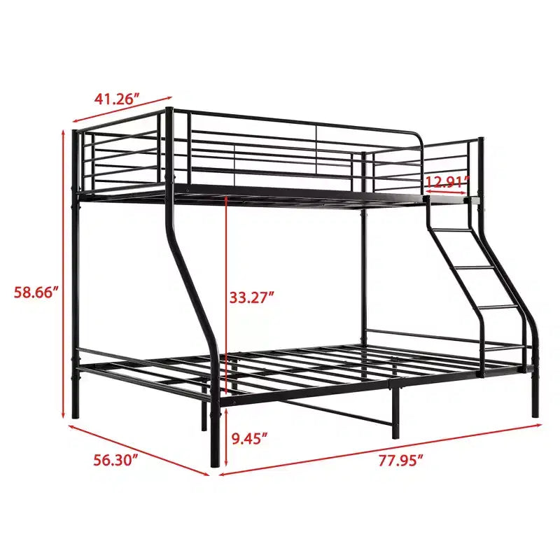CLIHOME Heavy Duty Twin-Over-Full Metal Bunk Bed, Easy Assembly with Enhanced Upper-Level Guardrail