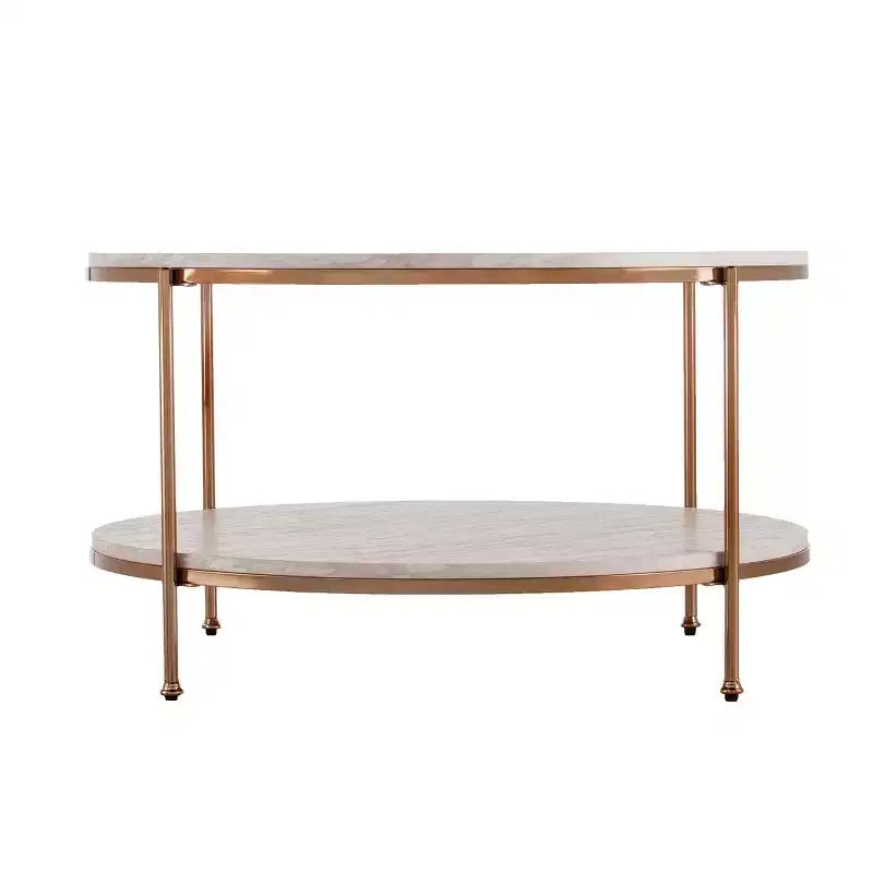 Silas Faux Stone Coffee Table - White - SEI