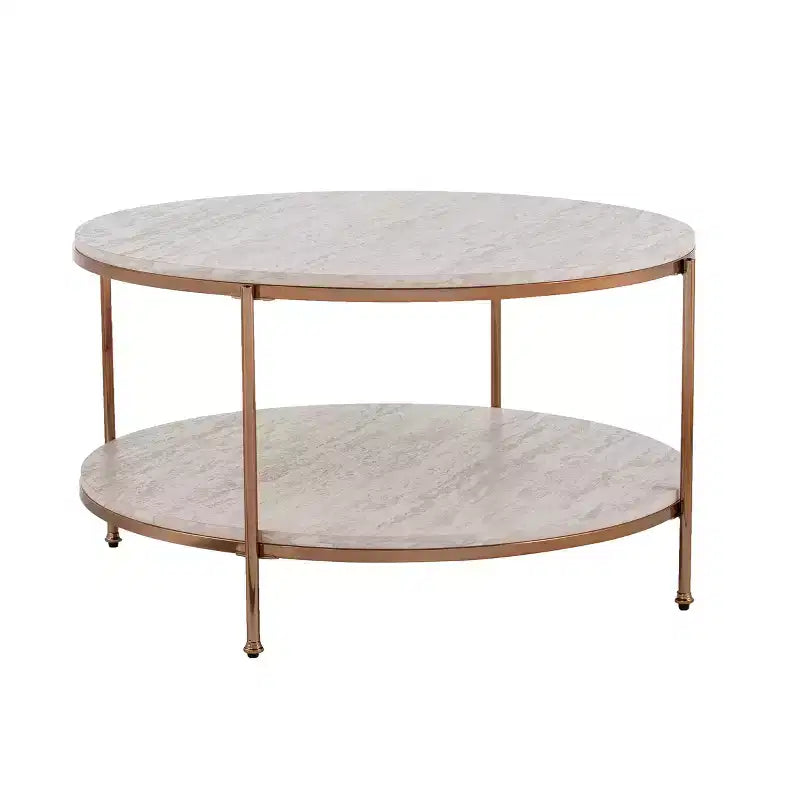 Silas Faux Stone Coffee Table - White - SEI