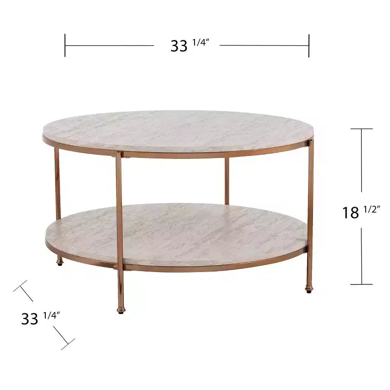 Silas Faux Stone Coffee Table - White - SEI