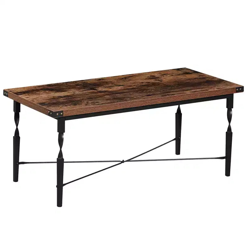 VECELO 3-Piece Coffee Table Set with Storage Drawers, End/Side Table Set for Living Room or Office, Industrial Metal Frame, Brown