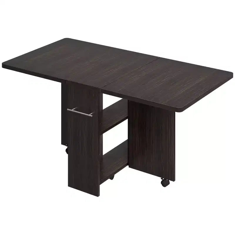 Foldable dining table with 2 layers of storage, extendable dining table set, movable table, can be used as dining table, office desk, console table