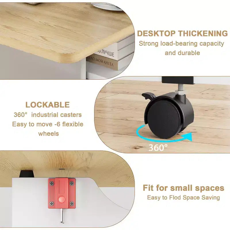 Foldable dining table with 2 layers of storage, extendable dining table set, movable table, can be used as dining table, office desk, console table