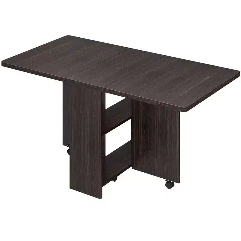 Foldable dining table with 2 layers of storage, extendable dining table set, movable table, can be used as dining table, office desk, console table