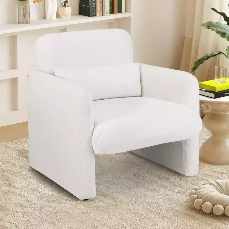 Costway 1/2 PCS Chenille Accent Chair with Removable Lumbar Pillow Thick Seat Cushion Backrest