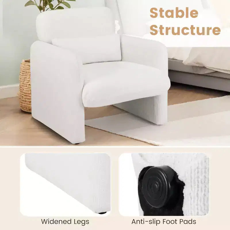 Costway 1/2 PCS Chenille Accent Chair with Removable Lumbar Pillow Thick Seat Cushion Backrest
