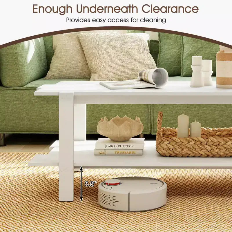 Costway 2-Tier Coffee Table Irregular Center Table with Open Storage Shelf Cocktail Table Walnut/Black/Brown/White