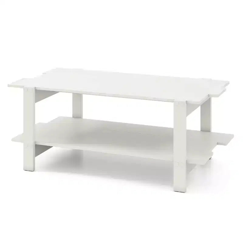 Costway 2-Tier Coffee Table Irregular Center Table with Open Storage Shelf Cocktail Table Walnut/Black/Brown/White