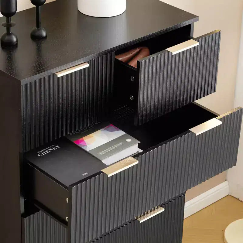 Karl Home 6-Drawer Black MDF 28.35in. W Chest of Drawer