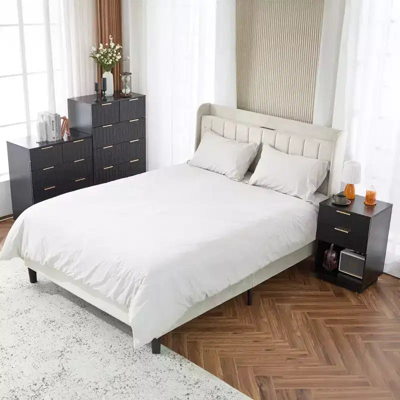 Karl Home 6-Drawer Black MDF 28.35in. W Chest of Drawer