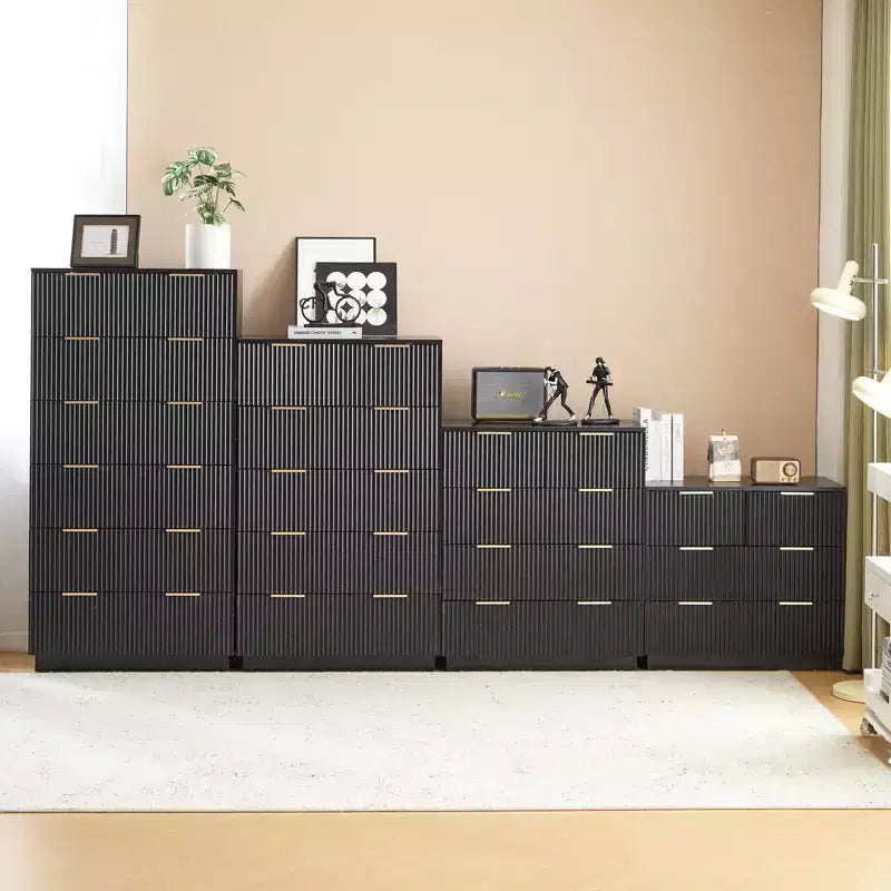 Karl Home 6-Drawer Black MDF 28.35in. W Chest of Drawer