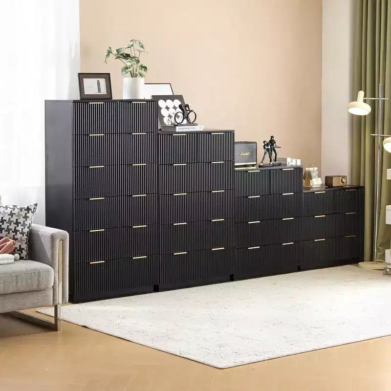 Karl Home 6-Drawer Black MDF 28.35in. W Chest of Drawer