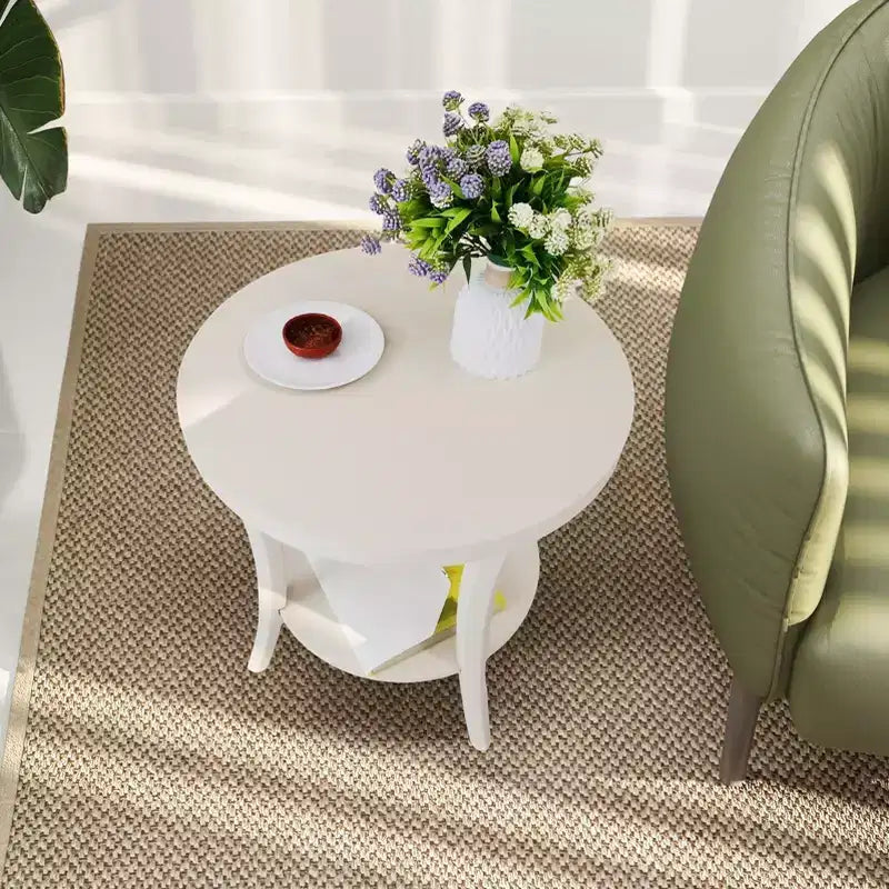 Perth Espresso Round End Table with Shelf