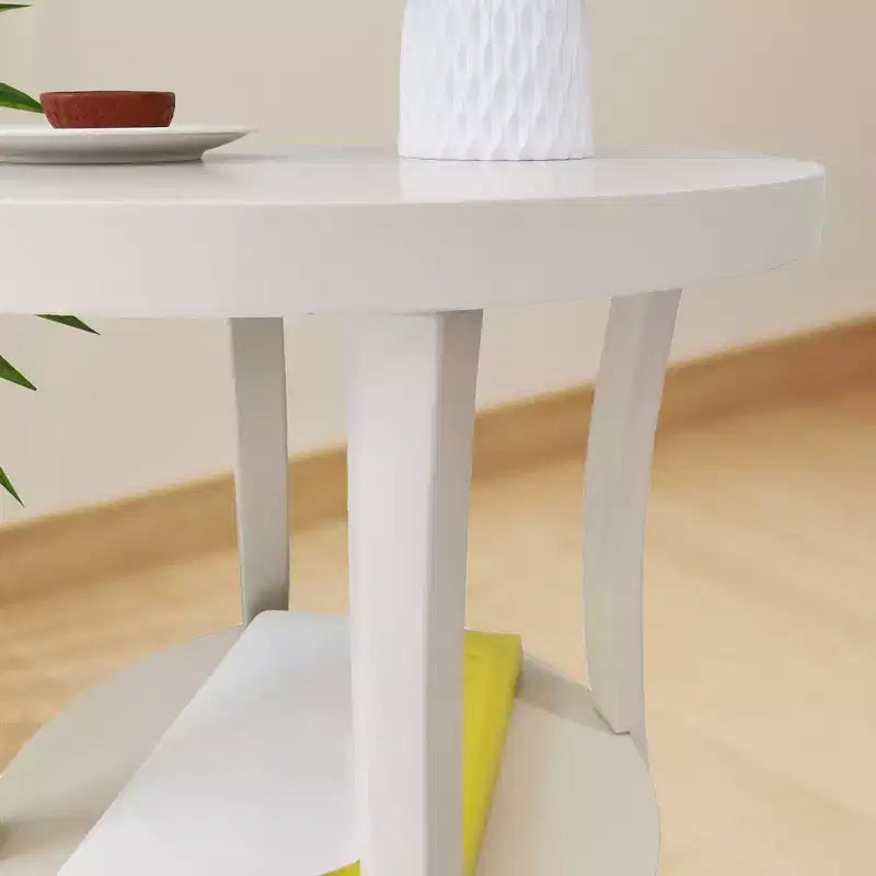 Perth Espresso Round End Table with Shelf