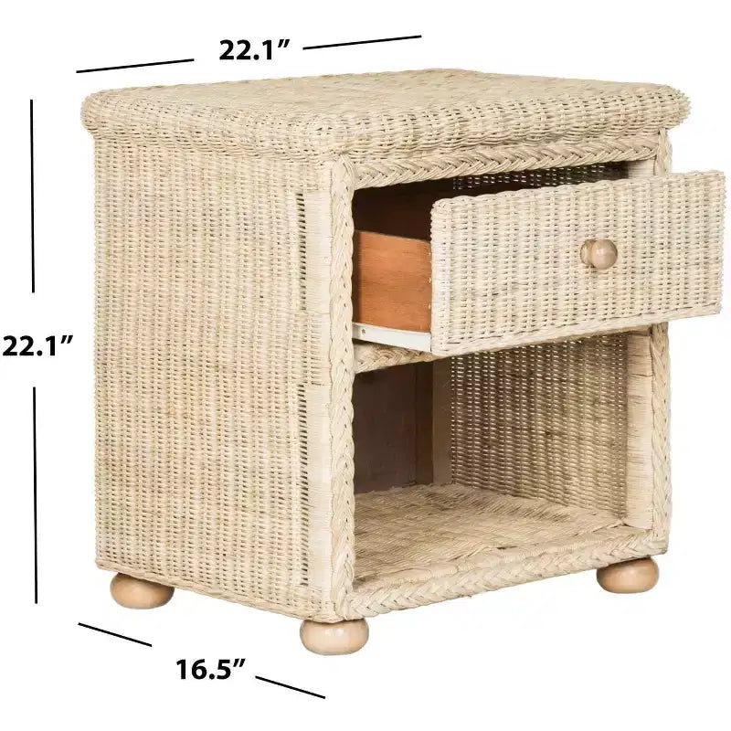 Adira Wicker Nightstand - SEA8002 - White Washed - Safavieh