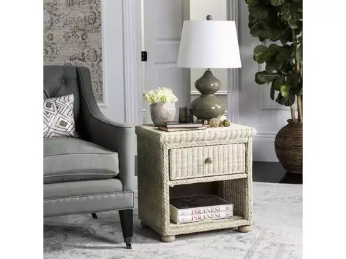 Adira Wicker Nightstand - SEA8002 - White Washed - Safavieh