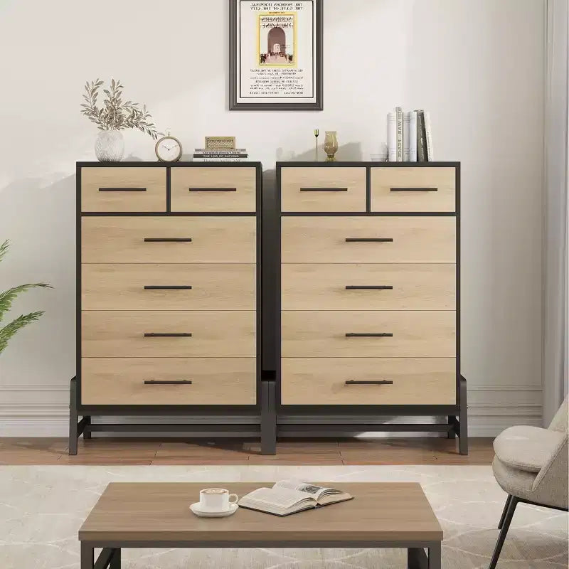 GustoWave 4+2 Dresser for Bedroom, 46.6 Tall Dresser, Tall Drawer with Storage Freestanding, Wooden Closet Storage Chest