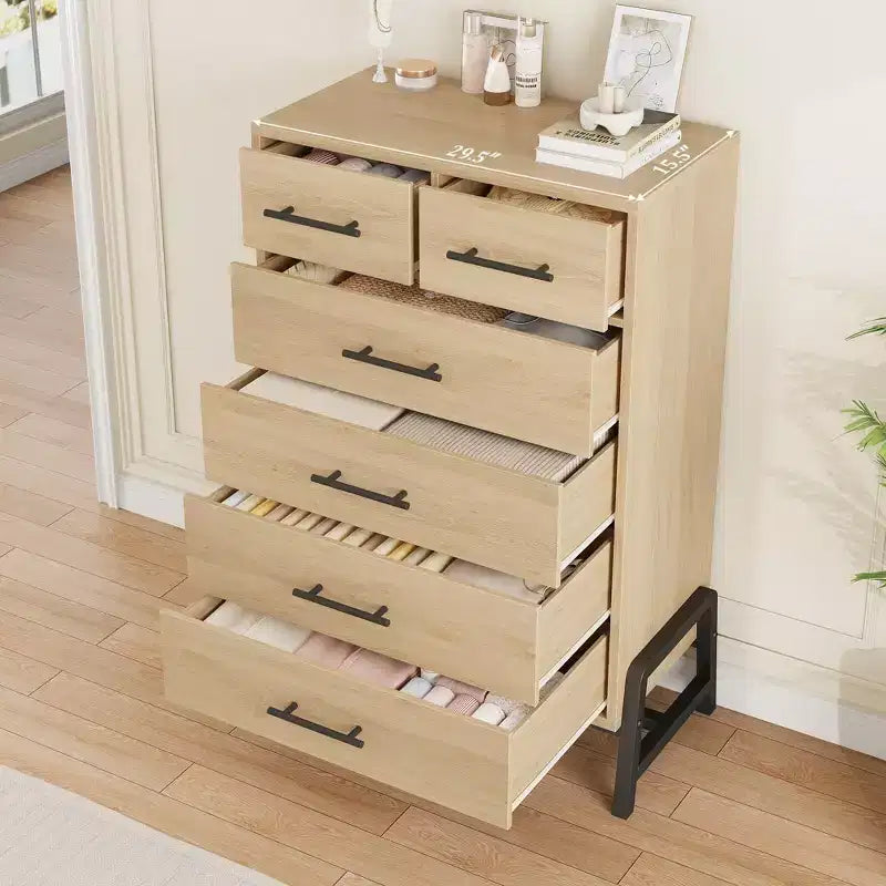 GustoWave 4+2 Dresser for Bedroom, 46.6 Tall Dresser, Tall Drawer with Storage Freestanding, Wooden Closet Storage Chest
