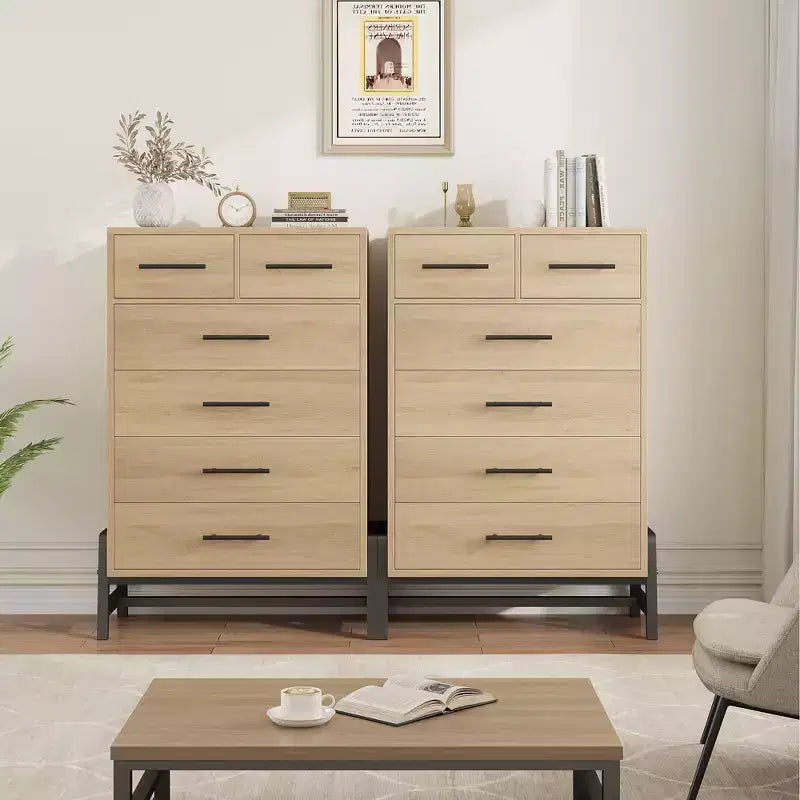 GustoWave 4+2 Dresser for Bedroom, 46.6 Tall Dresser, Tall Drawer with Storage Freestanding, Wooden Closet Storage Chest