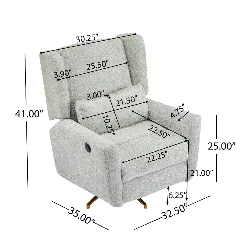 Christopher Knight Home Gilbert Contemporary Upholstered 360 Swivel and Power Recliner Chair