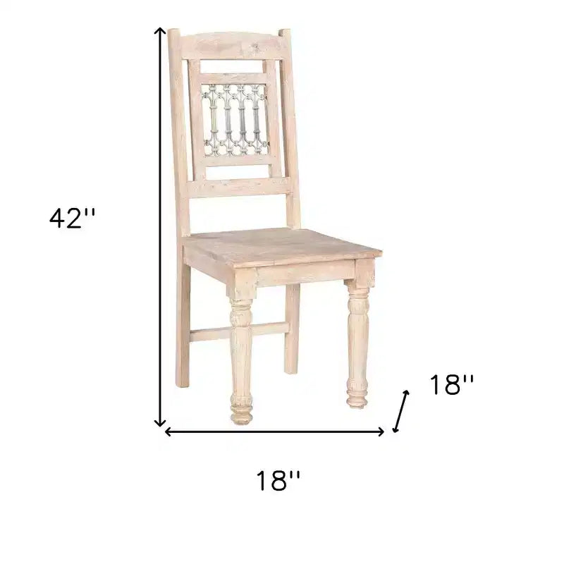 HomeRoots Set of Two White Wood Slat Back Dining Side Chairs