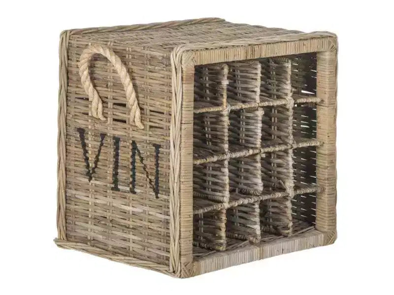 Aziza 16 Bottle Wicker Wine Rack - SEA7016 - Grey - Safavieh