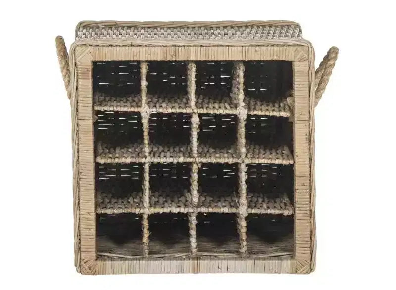 Aziza 16 Bottle Wicker Wine Rack - SEA7016 - Grey - Safavieh