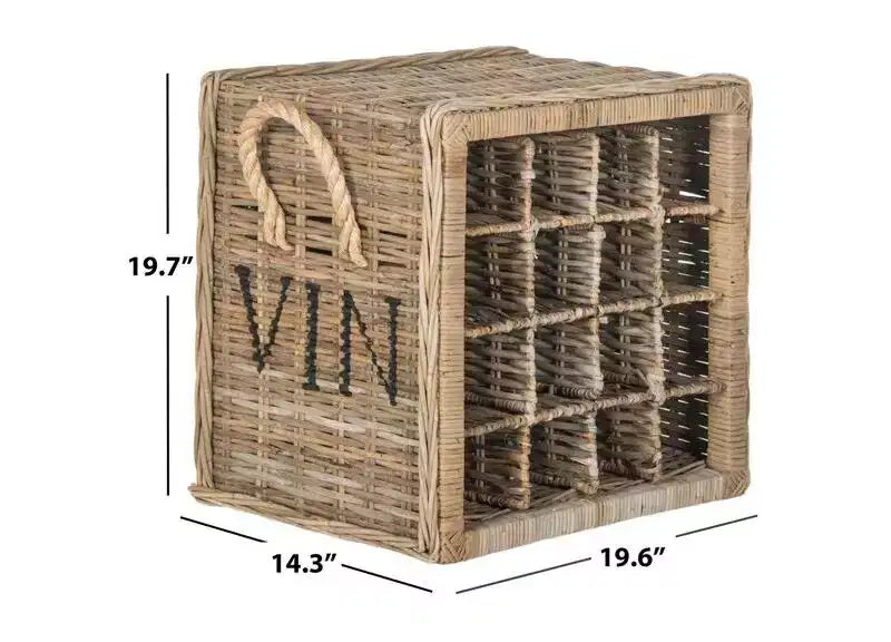 Aziza 16 Bottle Wicker Wine Rack - SEA7016 - Grey - Safavieh