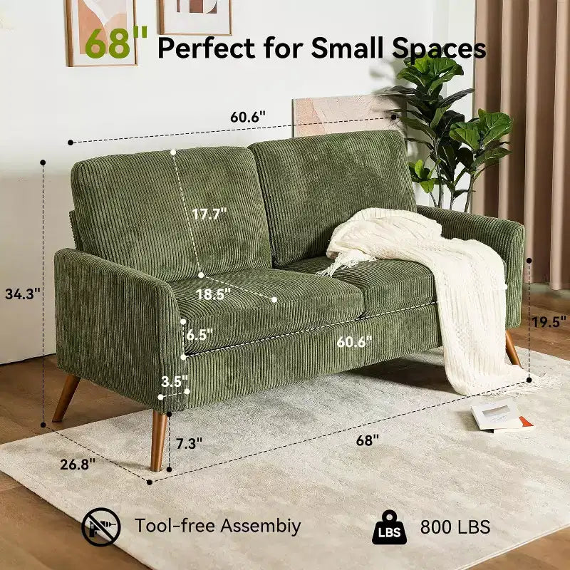 Dyonery 68 sofa, comfortable living room sofa, medieval modern love seat sofa, tool-free assembly small sofa, bedroom and office