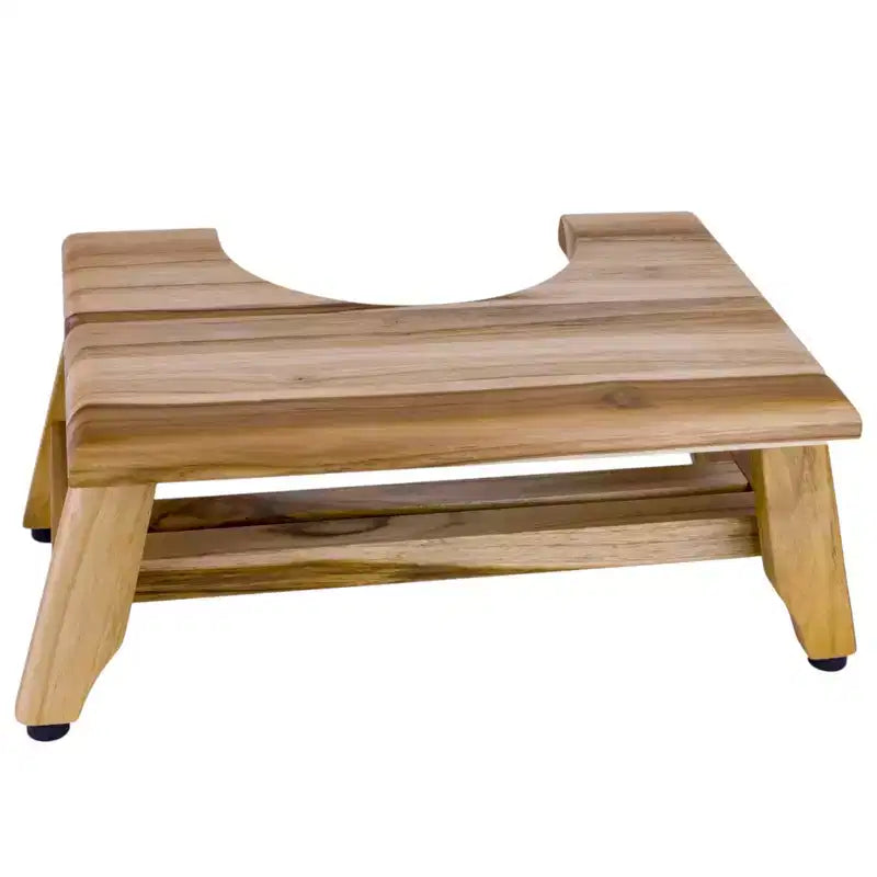 HomeRoots 8 Natural Solid Teak Bathroom Toilet Stool