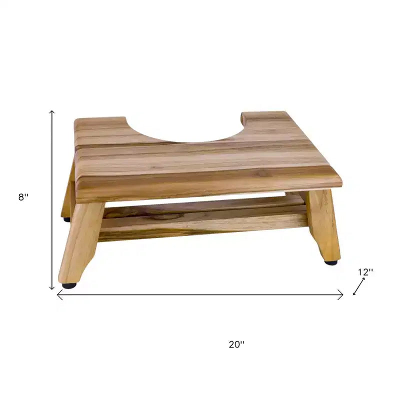 HomeRoots 8 Natural Solid Teak Bathroom Toilet Stool