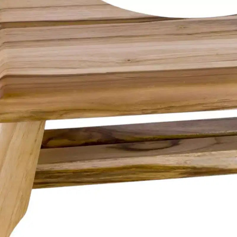 HomeRoots 8 Natural Solid Teak Bathroom Toilet Stool
