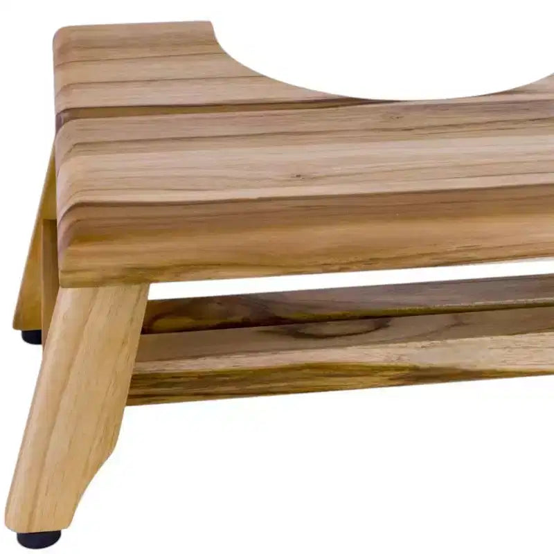 HomeRoots 8 Natural Solid Teak Bathroom Toilet Stool