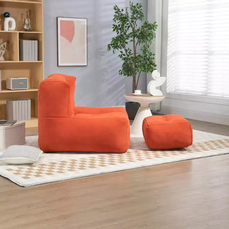 Fluffy bean bag chair for adults, super soft lazy sofa with memory foam and ottoman, indoor modern focus chair for living room, bedroom, apartment