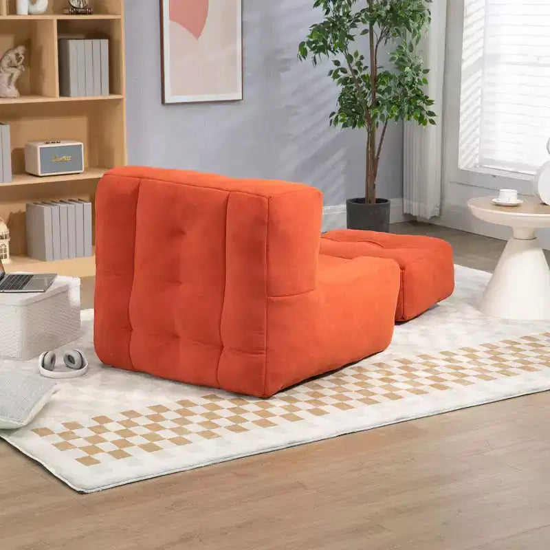 Fluffy bean bag chair for adults, super soft lazy sofa with memory foam and ottoman, indoor modern focus chair for living room, bedroom, apartment