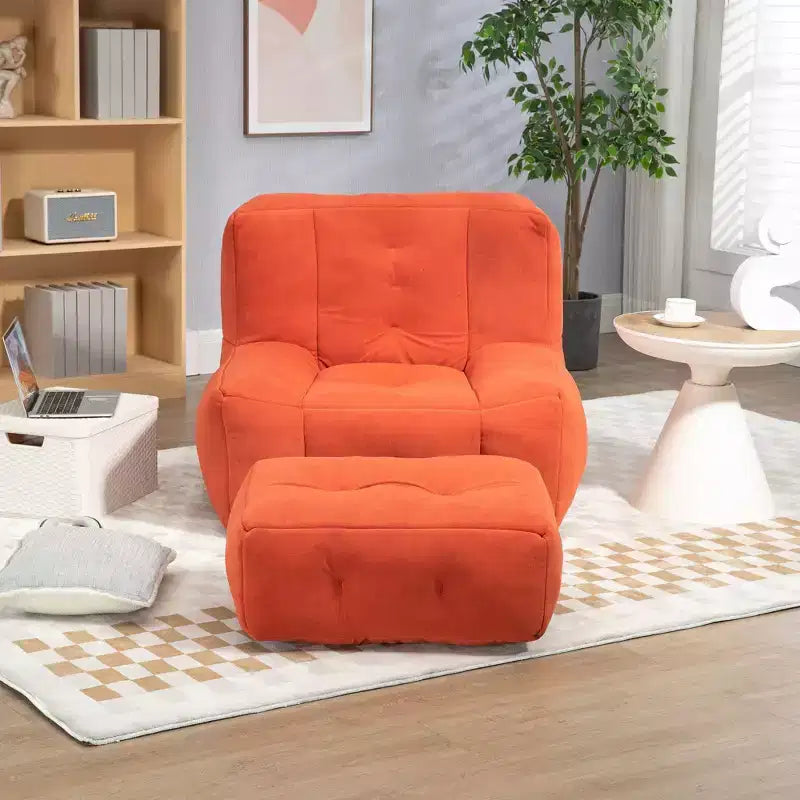 Fluffy bean bag chair for adults, super soft lazy sofa with memory foam and ottoman, indoor modern focus chair for living room, bedroom, apartment