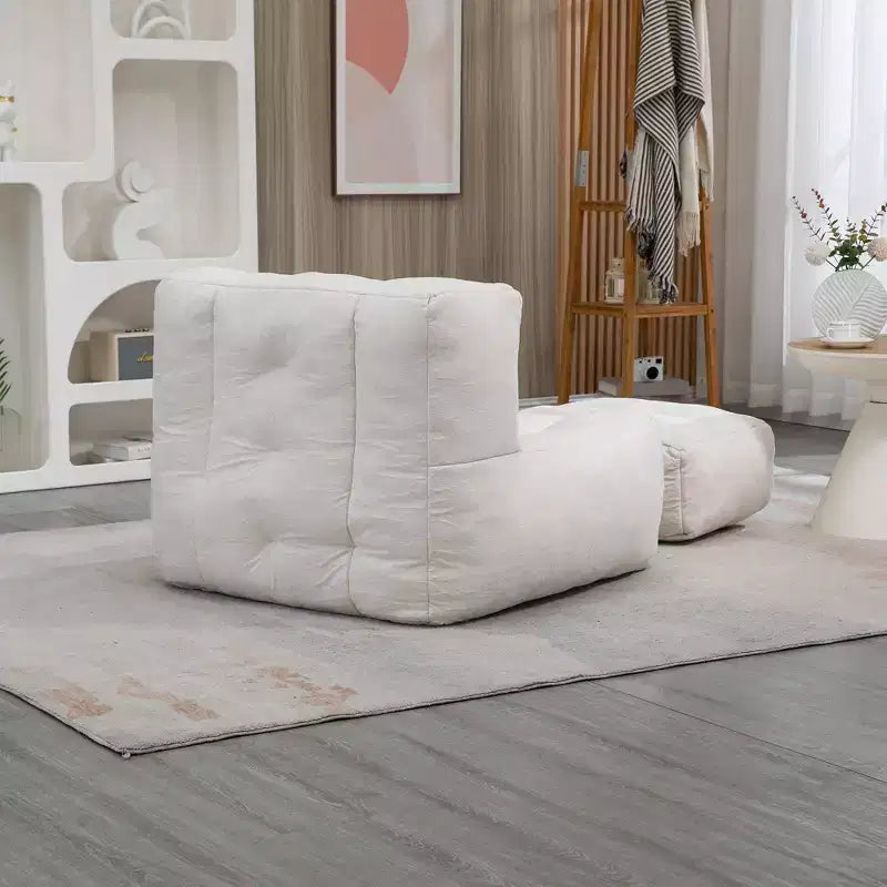 Fluffy bean bag chair for adults, super soft lazy sofa with memory foam and ottoman, indoor modern focus chair for living room, bedroom, apartment
