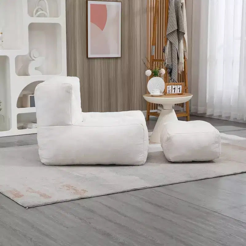 Fluffy bean bag chair for adults, super soft lazy sofa with memory foam and ottoman, indoor modern focus chair for living room, bedroom, apartment
