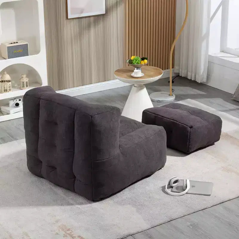 Fluffy bean bag chair for adults, super soft lazy sofa with memory foam and ottoman, indoor modern focus chair for living room, bedroom, apartment